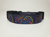 Navy Blue Paisley Medium Collar