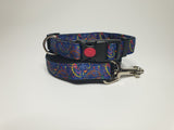 Navy Blue Paisley Print Small Collar