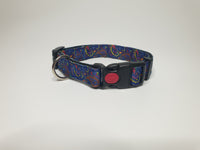 Navy Blue Paisley Print Small Collar