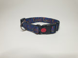 Navy Blue Paisley Print Small Collar